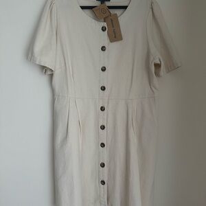 Princess Highway Cream Sheath Dress with Puff Sleeves